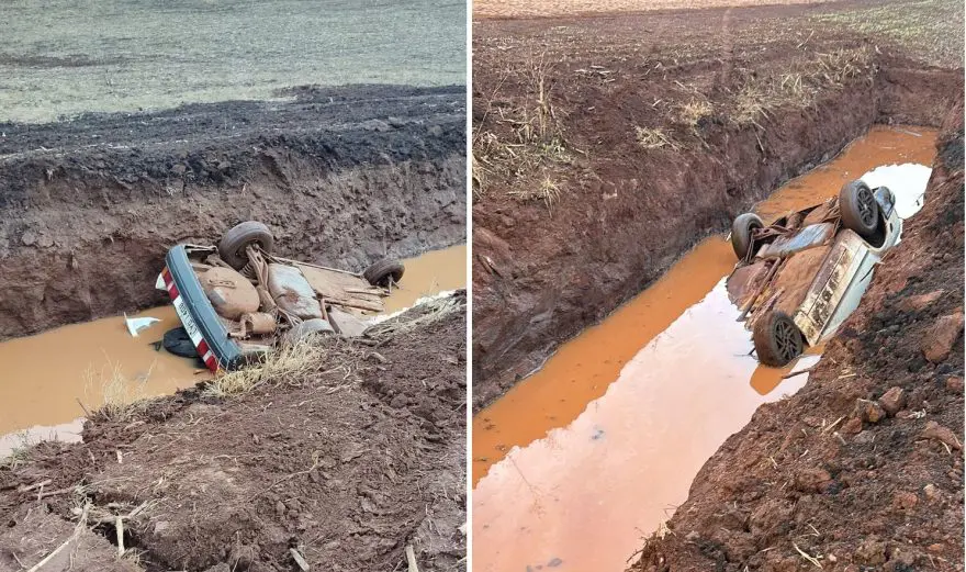 Homem morre afogado no Paraná após carro cair em canaleta.