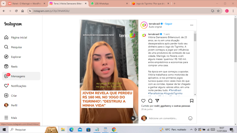 Comerciante de Maringá alerta sobre perdas no Jogo do Tigrinho