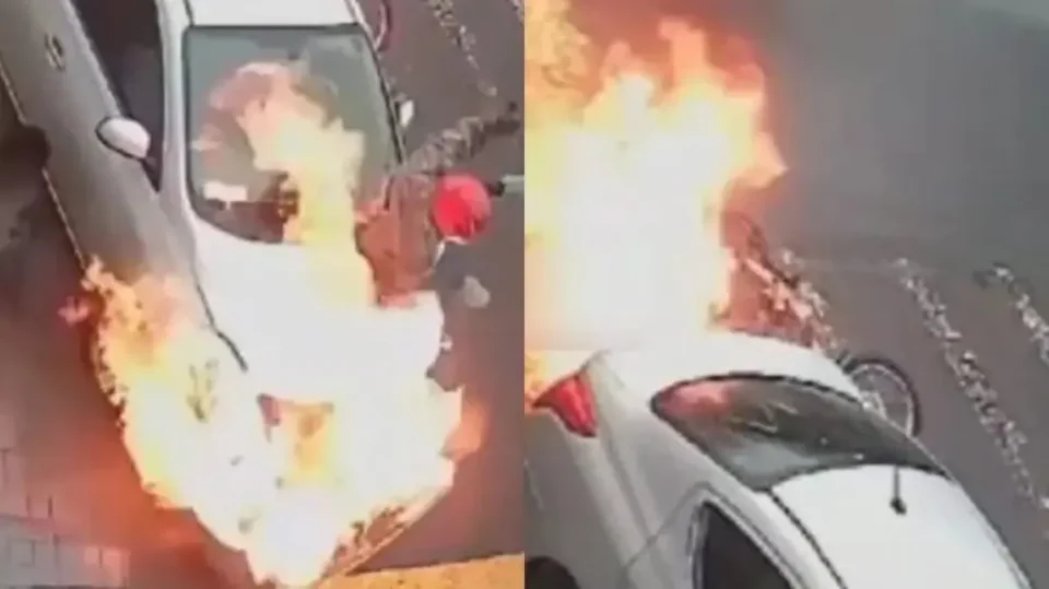 Impacto Violento Provoca Explosão de Moto em Acidente