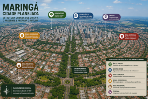 cidade planejada de Maringá com bairros avenidas e áreas verdes