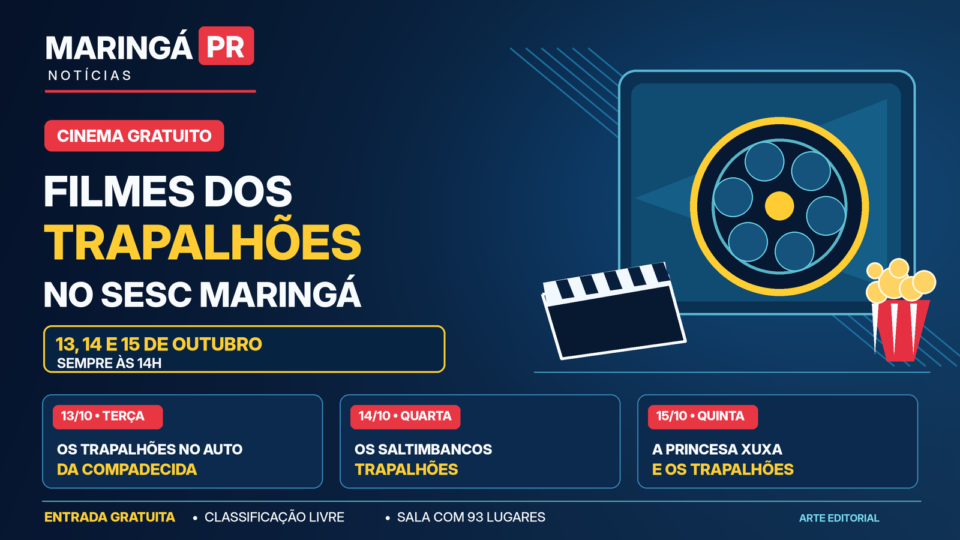Capa da reportagem sobre a Mostra de Filmes dos Trapalhões no Sesc Maringá.